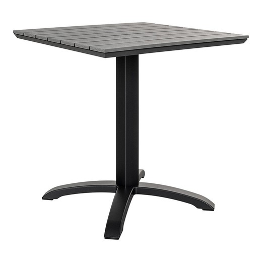 Mesa de comedor para jardín, 70 x 70 x 72 cm, de polietileno y aluminio en negro | Colección  Chicago