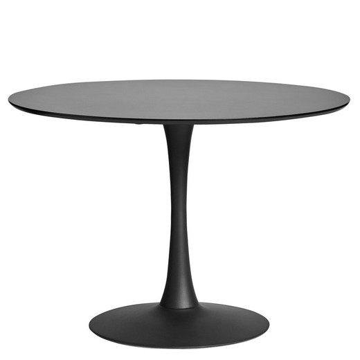 Mesa de comedor redonda, 110 x 110 x 75 cm, de madera y metal en negro  | Colección Oda