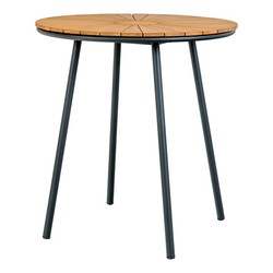 Mesa de comedor redonda para jardín, 70 x 70 x 74 cm, de madera de teca en natural y negro | Colección  Cleveland