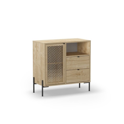 Mueble auxiliar , 84 x 40 x 80,5 cm, de madera y metal en color roble | Colección Inca