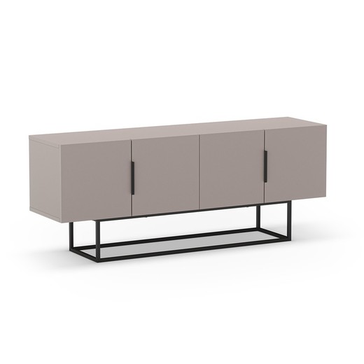 Mueble TV, 140 x 35 x 54,7 cm, de madera y metal en color moca y negro | Colección Titán