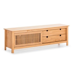 Mueble TV, 158 x 40 x 49,6 cm, de madera de pino en natural  | Colección Bruna