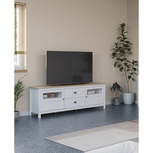 Mueble TV, 180 x 40 x 59,3 cm, de madera  en blanco | Colección Misti