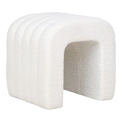 Puff, 41 x 35 x 36,5 cm, de tejido bouclé en blanco | Colección  Colma