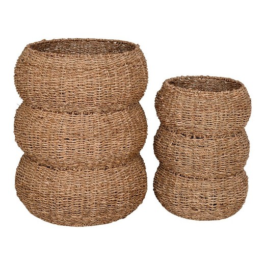 Set de 2 cestas, 35 x 35 x 45 cm, de hierba marina en natural | Colección  Sarbas