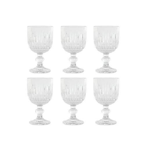 Set de 6 copas de vino, 8 x 8 x 14,5 cm, de cristal en transparente | Colección Striped