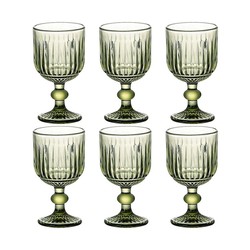 Set de 6 copas de vino, 8 x 8 x 14,5 cm, de cristal en verde | Colección Striped