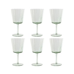 Set de 6 copas de vino, 8,4 x 8,4 x 16,4 cm, de cristal en verde | Colección Bubbles Garbo
