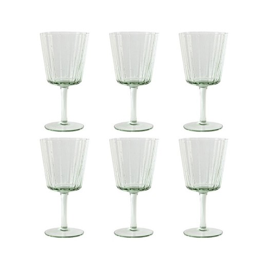 Set de 6 copas de vino, 8,4 x 8,4 x 16,4 cm, de cristal en verde | Colección Bubbles Garbo