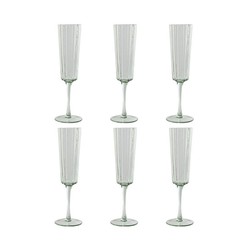Set de 6 copas flauta, 6 x 6 x 23,7 cm, de cristal en verde | Colección Bubbles Garbo