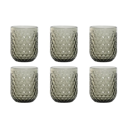 Set de 6 vasos, 8 x 8 x 10 cm, de cristal en gris| Colección Sea Side