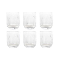 Set de 6 vasos de cristal,  7,5 x 7,5 x 9,5 cm, en transparente| Colección Striped