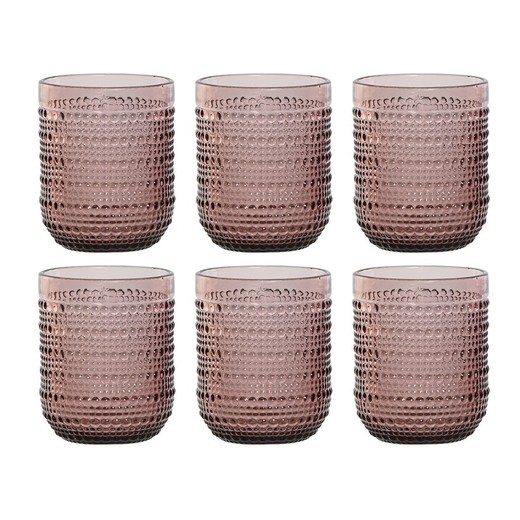 Set de 6 vasos de cristal en rosa | Colección Bubbles