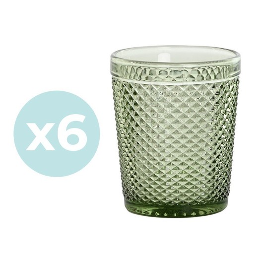 Set de 6 vasos, Ø 8 x 10 cm, de cristal en verde| Colección Da Gama