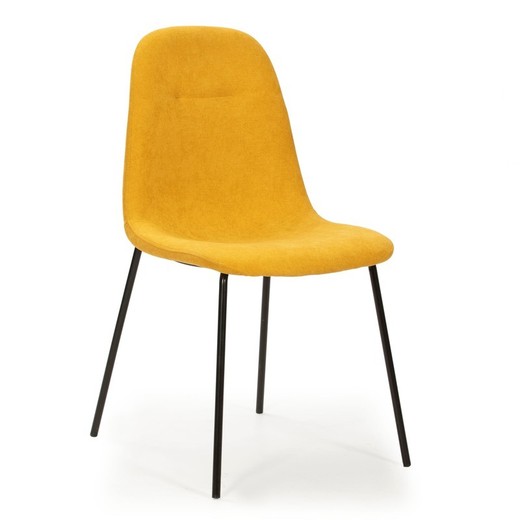 Silla, 45 x 54 x 85 cm, de tejido y metal en amarillo y negro  | Colección Renne