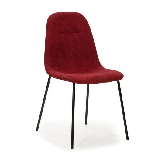 Silla, 45 x 54 x 85 cm, de tejido y metal en rojo y negro  | Colección Renne