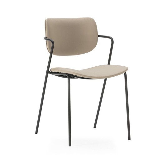 Silla, 49 x 55 x 79 cm, de piel sintética en topo | Colección Mayka