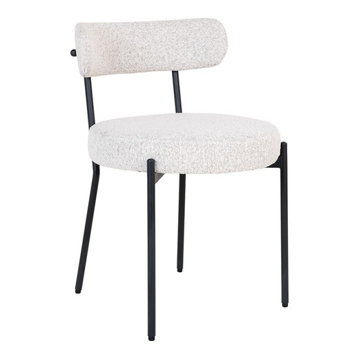 Silla de comedor, 49,5 x 47 x 72,5 cm, de tejido bouclé en blanco | Colección  Badalona