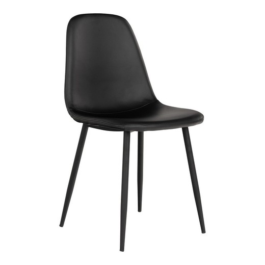 Silla de comedor, 54 x 44 x 88 cm, de piel sintética en negro | Colección  Stockholm