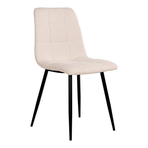 Silla de comedor, 55 x 44 x 86 cm, de tejido bouclé en blanco | Colección  Middelfart