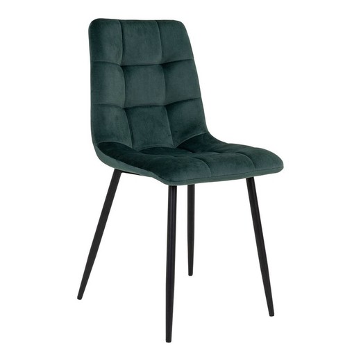 Silla de comedor, 55 x 44 x 86 cm, de terciopelo en verde | Colección  Middelfart