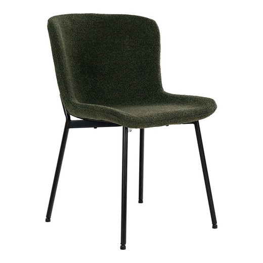 Silla de comedor, 59 x 48 x 83 cm, de tejido bouclé en verde oscuro | Colección  Maceda