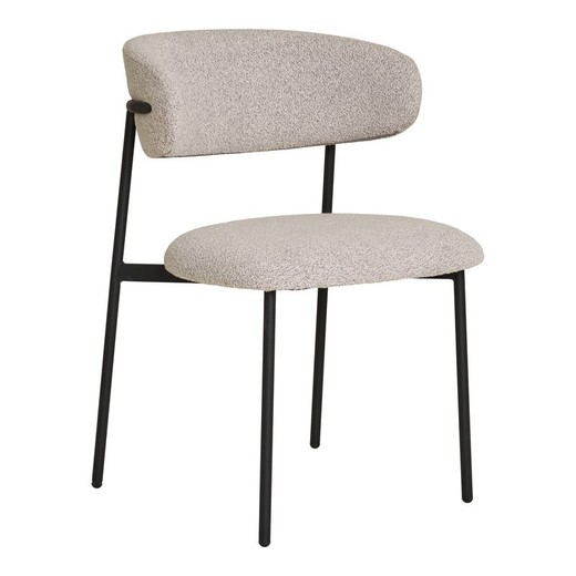 Silla de comedor, 59 x 55 x 79,5 cm, de tejido bouclé en arena | Colección  Mira