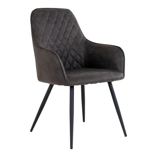 Silla de comedor, 65 x 57 x 87 cm, de microfibra en gris oscuro | Colección  Harbo