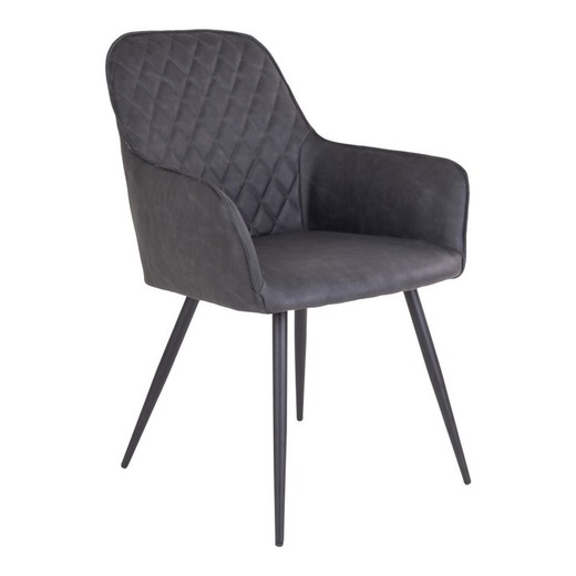 Silla de comedor, 65 x 57 x 87 cm, de piel sintética en gris oscuro | Colección  Harbo