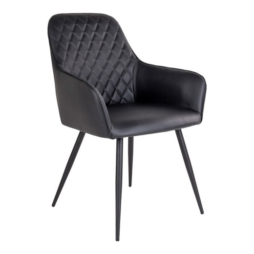 Silla de comedor, 65 x 57 x 87 cm, de piel sintética en negro | Colección  Harbo