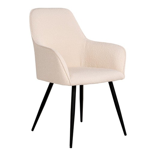 Silla de comedor, 65 x 57 x 87 cm, de tejido bouclé en blanco | Colección  Harbo