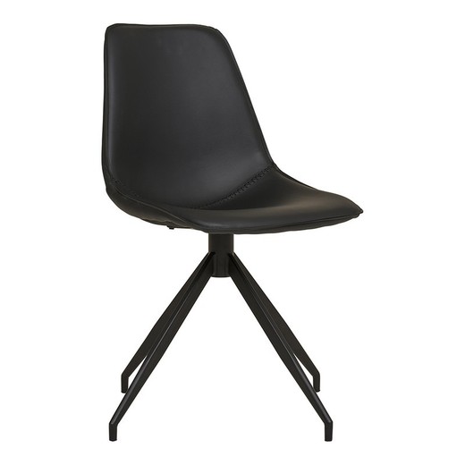 Silla de comedor giratoria, 54 x 48 x 86 cm, de piel sintética en negro | Colección  Monaco