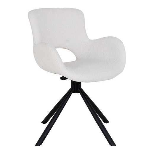 Silla de comedor giratoria, 58 x 59 x 82,5 cm, de tejido bouclé en blanco | Colección  Amorim