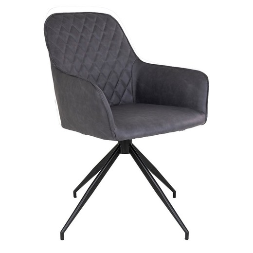 Silla de comedor giratoria, 62 x 56 x 89 cm, de piel sintética en gris oscuro | Colección  Harbo