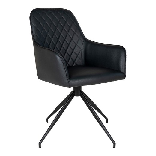 Silla de comedor giratoria, 62 x 56 x 89 cm, de piel sintética en negro | Colección  Harbo