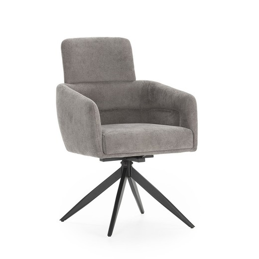 Sillón giratorio, 57,5 x 63 x 92,5 cm, de tejido en gris oscuro | Colección Aixa