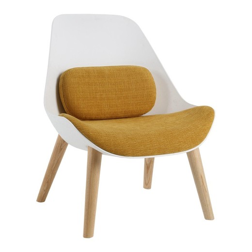 Sillón, 71 x 73 x 90 cm, blanco y mostaza |  Colección Kemen