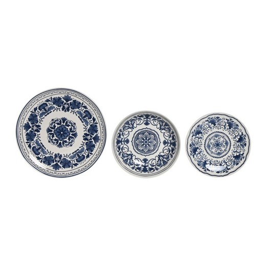 Vajilla de 18 piezas de porcelana en azul y blanco | Colección Atlántica