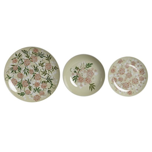 Vajilla de 18 piezas de porcelana en multicolor | Colección Ivy&Daisy