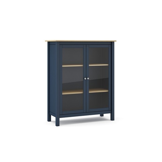 Vitrina, 90 x 40 x 110 cm, de madera de pino en azul  | Colección Misti