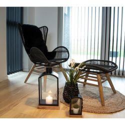Tappeto, 85 x 50 x 5 cm, in pelle di agnello nera | Collezione Lambskin