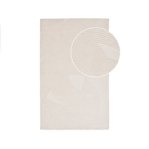 Tappeto rettangolare, 230 x 160 x 1 cm, in lana avorio | Collezione Pune