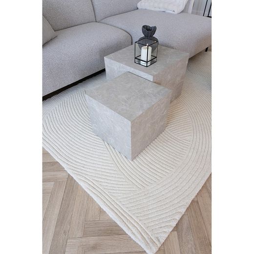 Tappeto rettangolare, 230 x 160 x 1 cm, in lana avorio | Collezione Pune