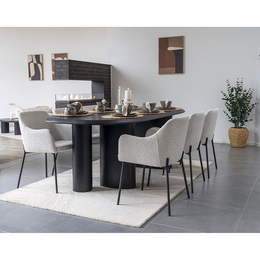 Tappeto rettangolare, 230 x 160 x 1 cm, in lana color avorio e sabbia | Collezione Surat