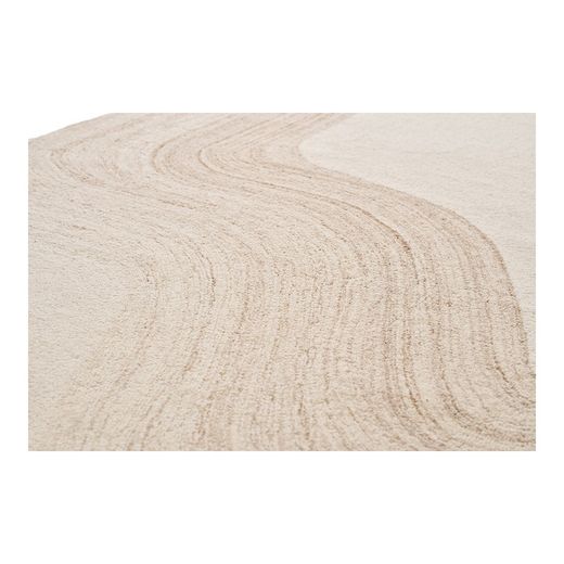 Tappeto rettangolare, 230 x 160 x 1 cm, in lana color avorio e sabbia | Collezione Surat