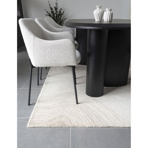 Tappeto rettangolare, 230 x 160 x 1 cm, in lana color avorio e sabbia | Collezione Surat