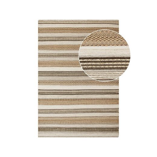 Tappeto rettangolare, 230 x 160 x 1 cm, in iuta e lana naturale | Collezione Morena