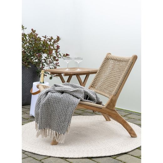 Tappeto rotondo, 120 x 120 x 1 cm, in plastica riciclata colore sabbia | Collezione Menorca