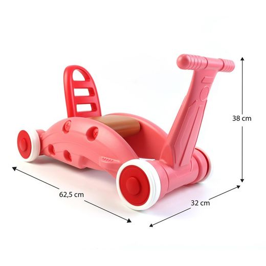 Triciclo, altalena e corrimano 3 in 1, 63 x 32 x 38 cm, in resina rosa | Collezione Children