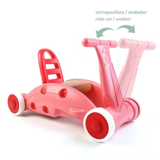 Triciclo, altalena e corrimano 3 in 1, 63 x 32 x 38 cm, in resina rosa | Collezione Children
